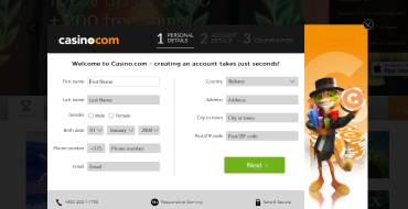 Casino.com: Процесс регистрации